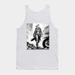 Dirt bike stunt cartoon style in city Tank Top